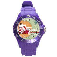 xmas merry charsitmas - Round Plastic Sport Watch (L)