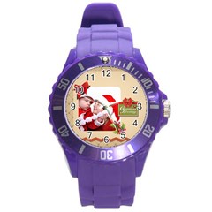 xmas merry charsitmas - Round Plastic Sport Watch (L)