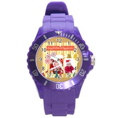 xmas merry charsitmas - Round Plastic Sport Watch (L)