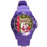 xmas merry charsitmas - Round Plastic Sport Watch (L)