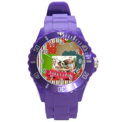 xmas merry charsitmas - Round Plastic Sport Watch (L)