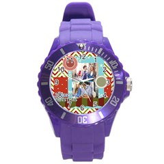 xmas merry charsitmas - Round Plastic Sport Watch (L)