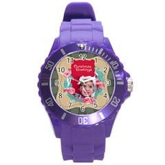 xmas merry charsitmas - Round Plastic Sport Watch (L)