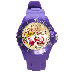 xmas merry charsitmas - Round Plastic Sport Watch (L)