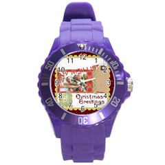 xmas merry charsitmas - Round Plastic Sport Watch (L)