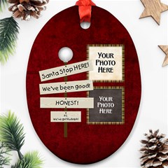 Santa Stop Ornament - Ornament (Oval)