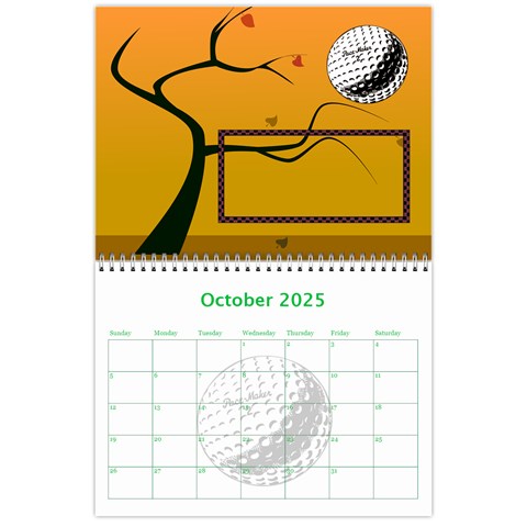 Golf Calendar, 2025 By Joy Johns Oct 2025