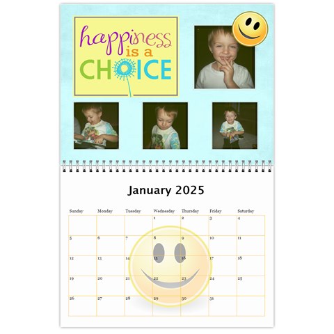 Happy Face Wall Calendar, 8x11 By Joy Johns Jan 2025