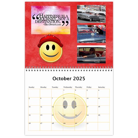 Happy Face Wall Calendar, 8x11 By Joy Johns Oct 2025
