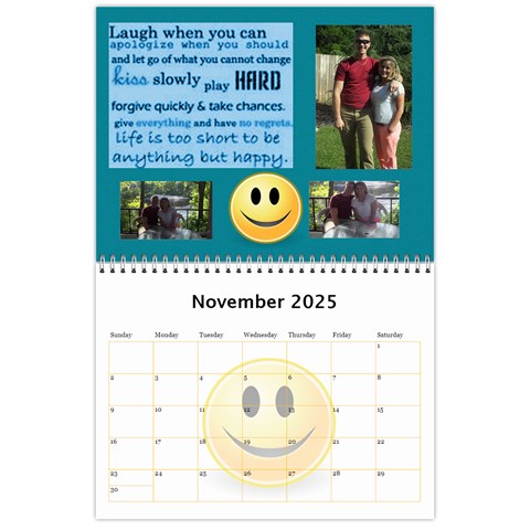 Happy Face Wall Calendar, 8x11 By Joy Johns Nov 2025