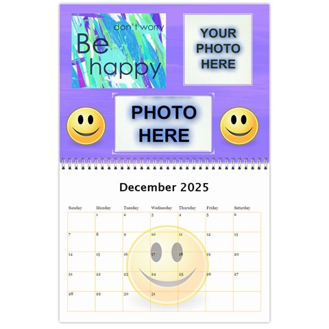 Happy Face Wall Calendar, 8x11 By Joy Johns Dec 2025