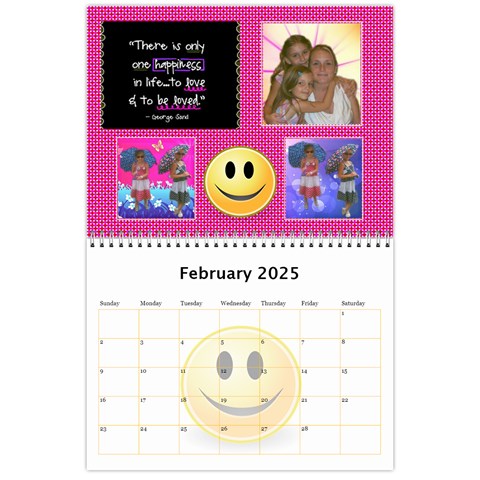 Happy Face Wall Calendar, 8x11 By Joy Johns Feb 2025