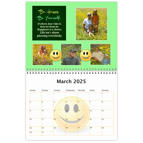 Happy Face Wall Calendar, 8x11 By Joy Johns Mar 2025
