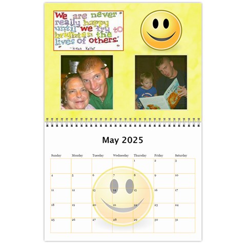 Happy Face Wall Calendar, 8x11 By Joy Johns May 2025