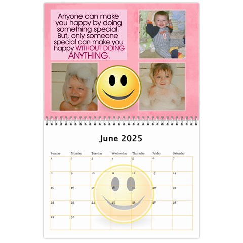 Happy Face Wall Calendar, 8x11 By Joy Johns Jun 2025