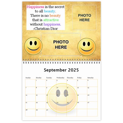 Happy Face Wall Calendar, 8x11 By Joy Johns Sep 2025