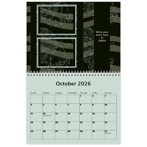 Green Frame Male 2026 Calendar (any Year) By Deborah Oct 2026