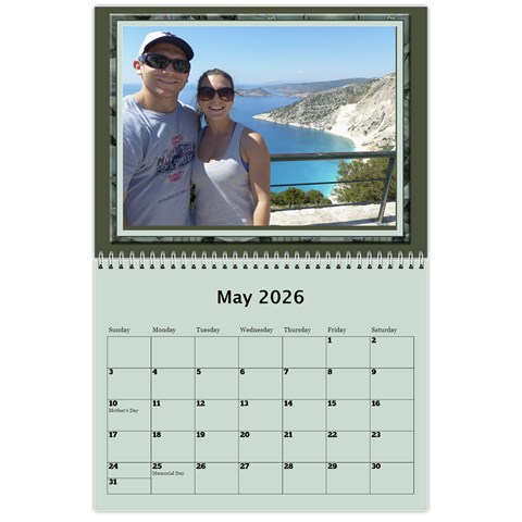 Green Frame Male 2026 Calendar (any Year) By Deborah May 2026