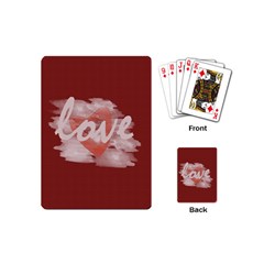 Cute Bright Red Romantic Watercolor Love Heart - Playing Cards Single Design (Mini)