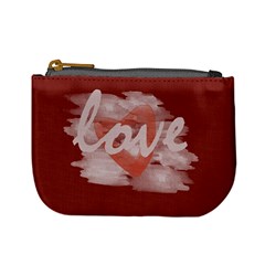 Cute Romantic Watercolor Heart Love Red - Mini Coin Purse