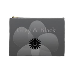 Cute Grey Black Sheer Flower - Cosmetic Bag (Large)