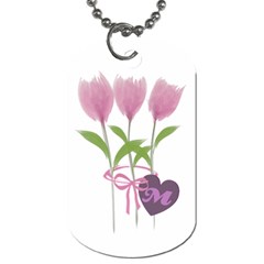 Pink Watercolor Tulips Bouquet Gardener Florist Dog Love - Dog Tag (One Side)
