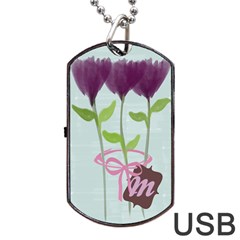 Purple Watercolor Peony Bouquet Gardener Florist Dog - Dog Tag USB Flash (One Side)