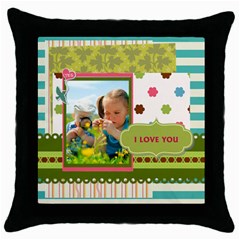 kids - Throw Pillow Case (Black)