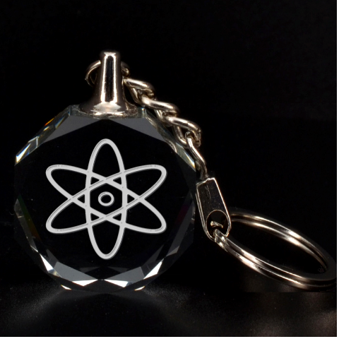 Engraved Nuclear Atom Key Chain By Rd Front