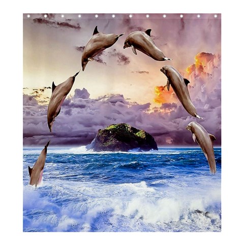 Dolphins: Format  Matching Set Shower Curtain By Pamela Sue Goforth 58.75 x64.8  Curtain