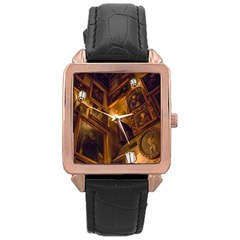 hogwarts portraits - Rose Gold Leather Watch 