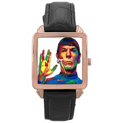 spock - Rose Gold Leather Watch 