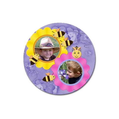 Flowers And Bees Round 3 Inch Magnet By Chere s Creations Front