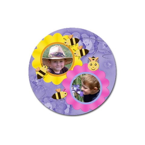 Flowers And Bees Round 3 Inch Magnet By Chere s Creations Front