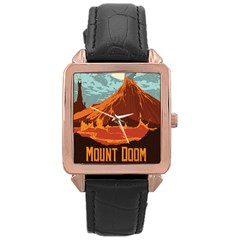 mount doom - Rose Gold Leather Watch 