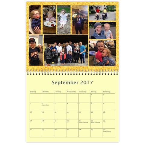 Kleinerman Calendar By Yocheved Sep 2017