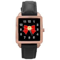 Rose Gold Leather Watch 