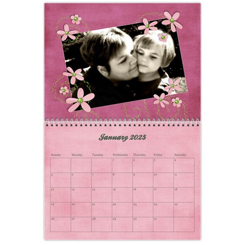 Pinky Green Floral 2025 Calendar By Mikki Jan 2025