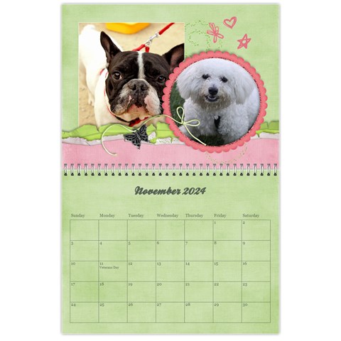 Pinky Green Floral 2024 Calendar By Mikki Nov 2024