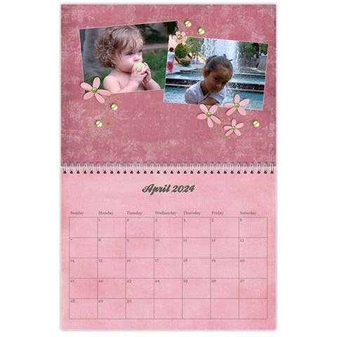Pinky Green Floral 2024 Calendar By Mikki Apr 2024
