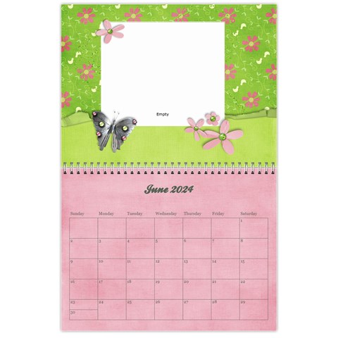 Pinky Green Floral 2024 Calendar By Mikki Jun 2024