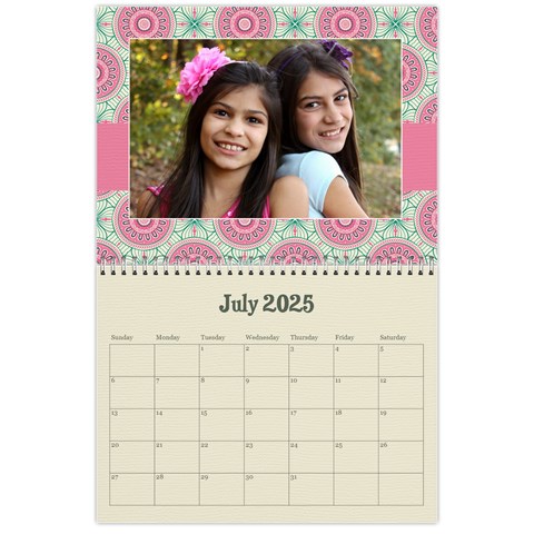 Mandala Viberant Calendar, 12 Months By Mikki Jul 2025
