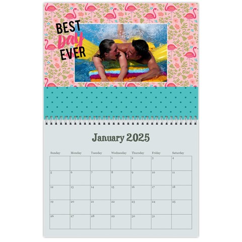 Flamingo Tropical Vacation Calendar, 12 Months By Mikki Jan 2025
