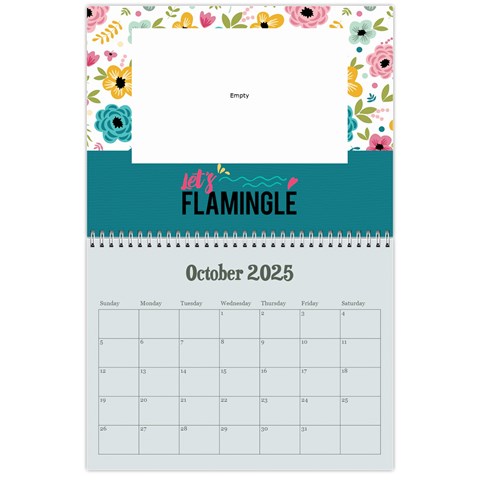 Flamingo Tropical Vacation Calendar, 12 Months By Mikki Oct 2025