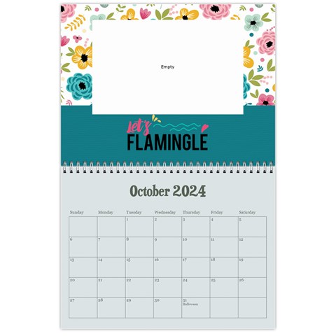 Flamingo Tropical Vacation Calendar, 12 Months By Mikki Oct 2024