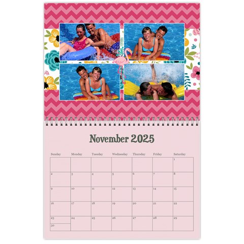 Flamingo Tropical Vacation Calendar, 12 Months By Mikki Nov 2025