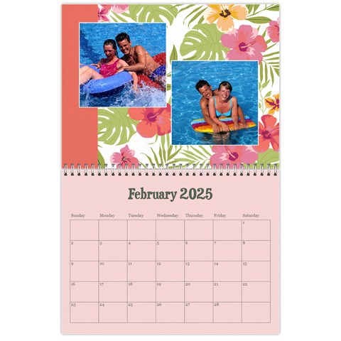 Flamingo Tropical Vacation Calendar, 12 Months By Mikki Feb 2025