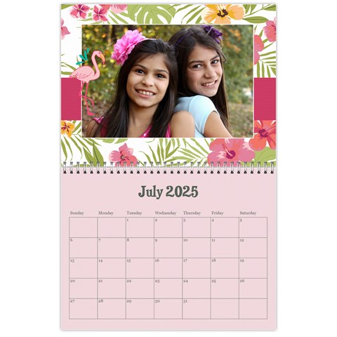 Flamingo Tropical Vacation Calendar, 12 Months By Mikki Jul 2025