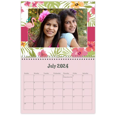 Flamingo Tropical Vacation Calendar, 12 Months By Mikki Jul 2024