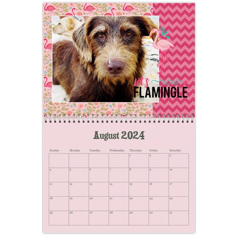 Flamingo Tropical Vacation Calendar, 12 Months By Mikki Aug 2024